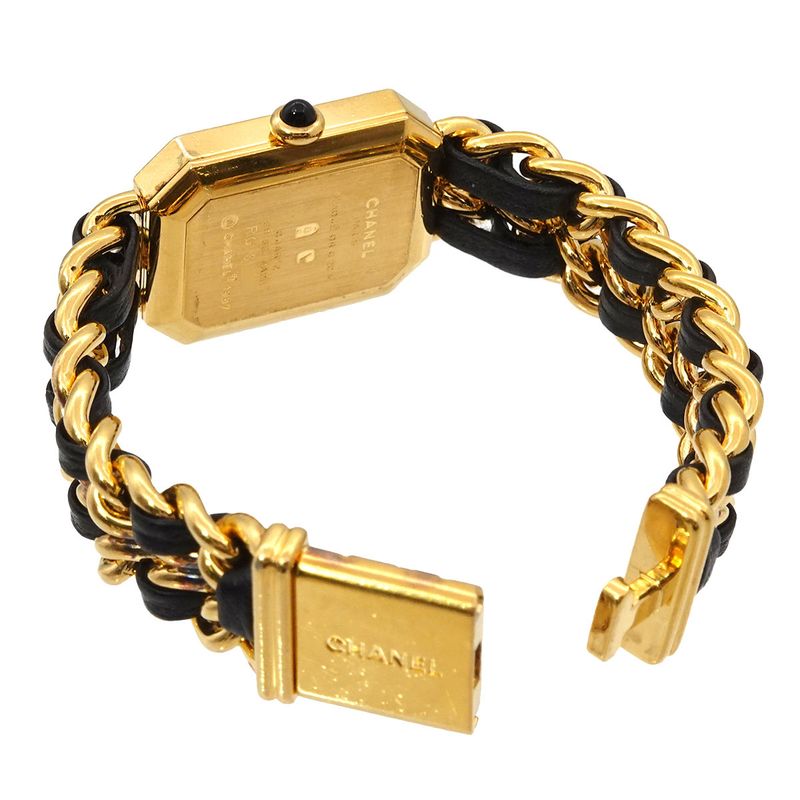 Chanel Premiere S Vintage Watch Black Gold Quartz