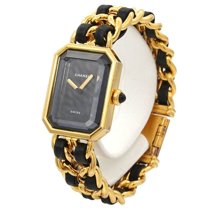 Chanel Premiere S Vintage Watch Black Gold Quartz