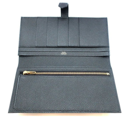 Hermes Bearn Souffle Epsom Gold Noir Black Wallet