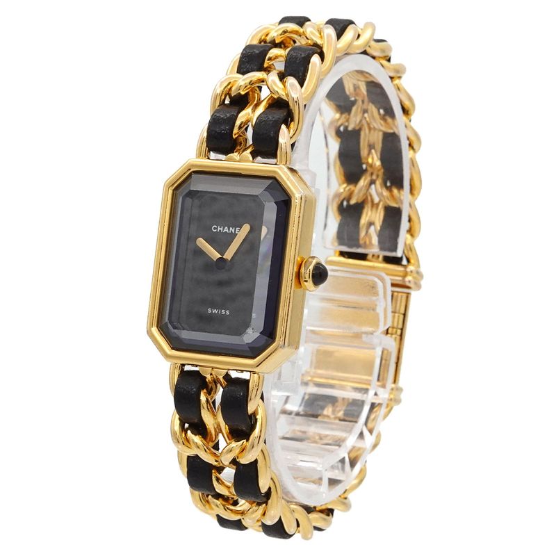 Chanel Premiere L Vintage Watch Black Gold