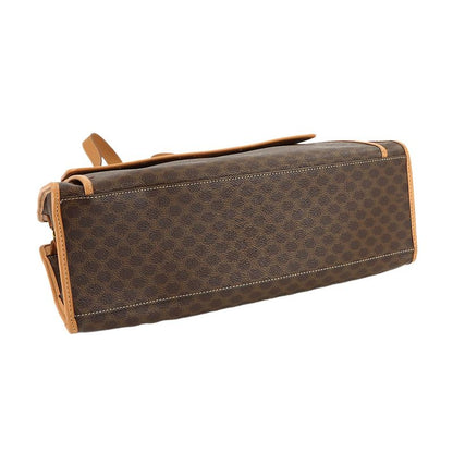 Celine Macadam Shoulder Bag Leather Brown Gold Vintage
