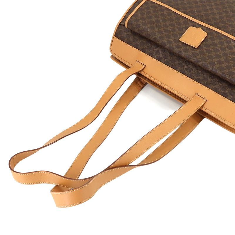 Celine Macadam Shoulder Bag Leather Brown Gold Vintage