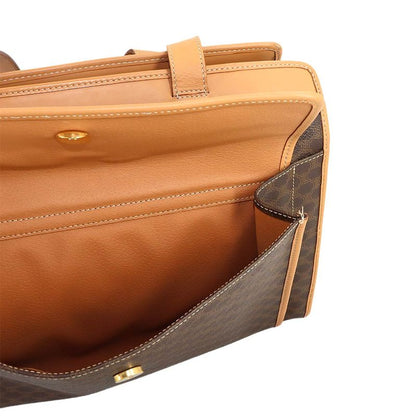 Celine Macadam Shoulder Bag Leather Brown Gold Vintage