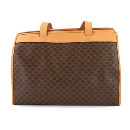 Celine Macadam Shoulder Bag Leather Brown Gold Vintage