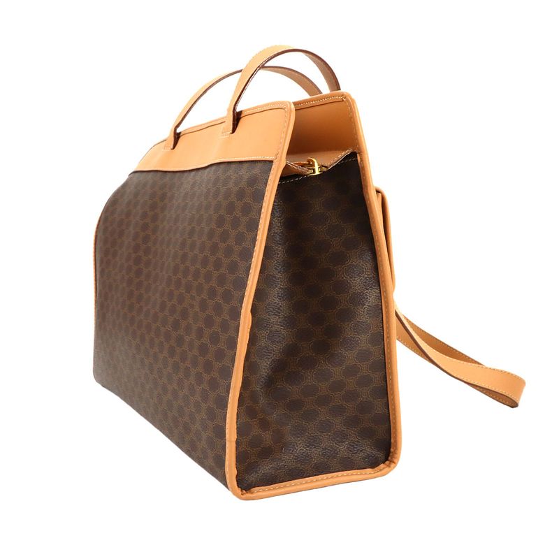 Celine Macadam Shoulder Bag Leather Brown Gold Vintage