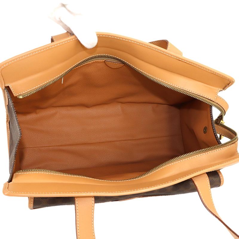 Celine Macadam Shoulder Bag Leather Brown Gold Vintage