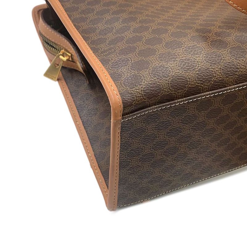 Celine Macadam Shoulder Bag Leather Brown Gold Vintage