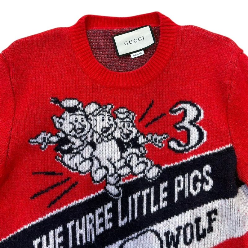 Gucci Knit Sweater S Disney the Three Little Pigs & Big Bad Wolf