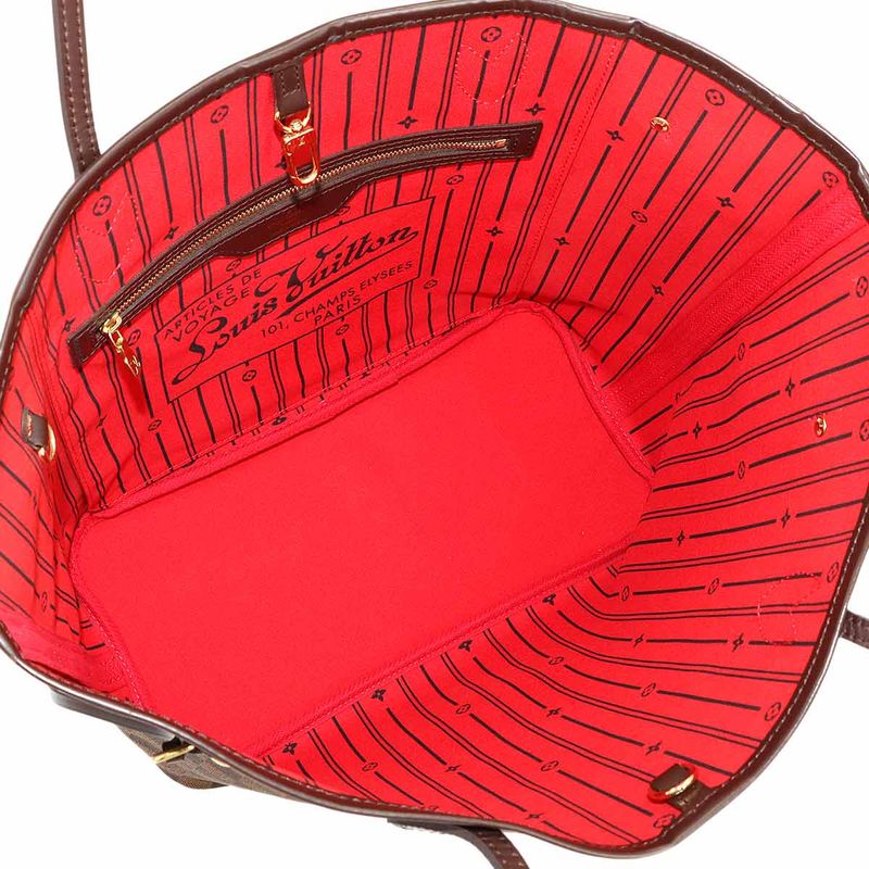 Louis Vuitton Damier Neverfull MM Tote Ebene Cerise Brown