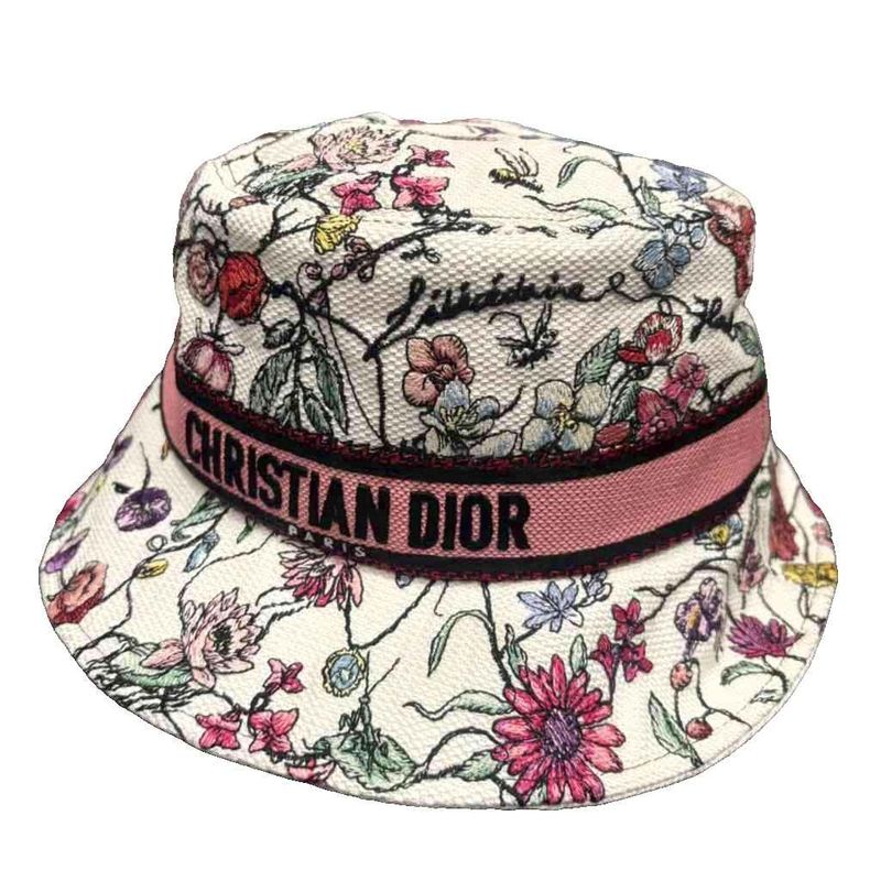 Dior D-bobby Hat Bucket Floral Pattern White
