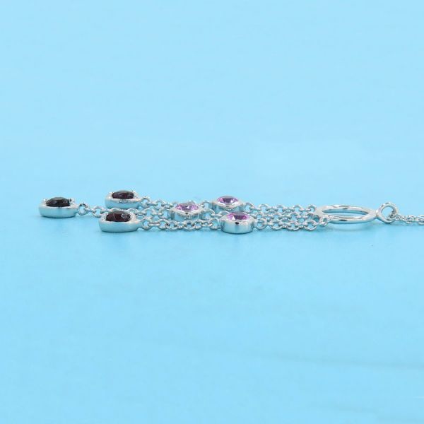 Tiffany & Co Swing Drop Necklace Garnet Pink Saffiano