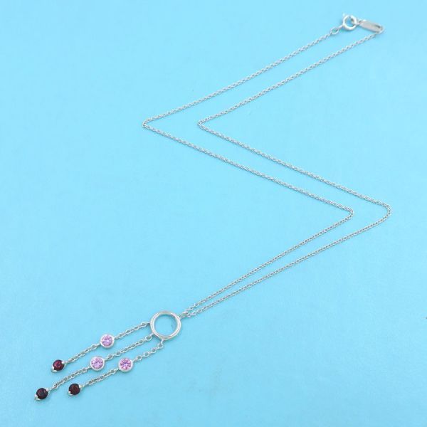 Tiffany & Co Swing Drop Necklace Garnet Pink Saffiano