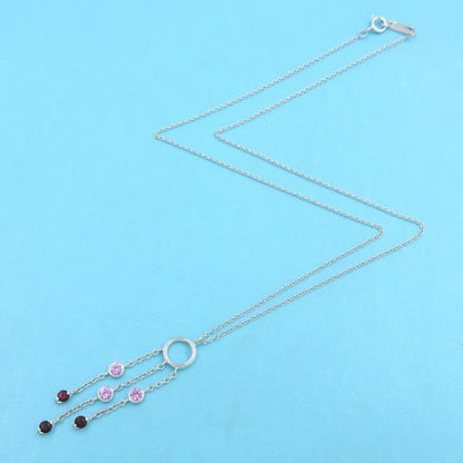 Tiffany & Co Swing Drop Necklace Garnet Pink Saffiano