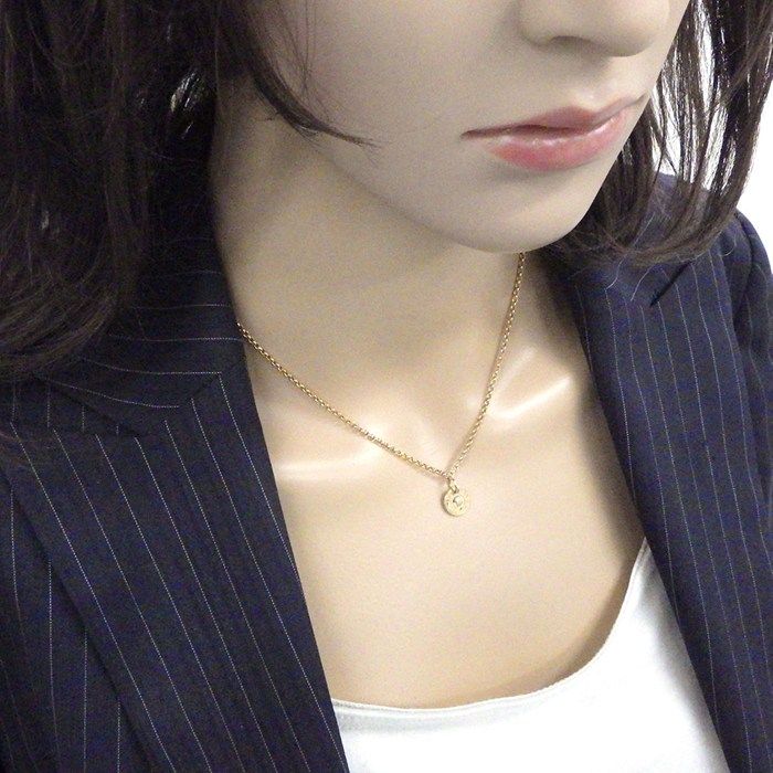 Hermes Necklace Gambard Clou de Selle Round Logo 1 Point Diamond 18k Pink Gold