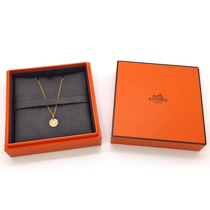 Hermes Necklace Gambard Clou de Selle Round Logo 1 Point Diamond 18k Pink Gold