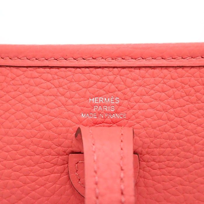 Hermes Shoulder Bag Evelyne TPM Amazone Rose Texas Taurillon Clemence Silver