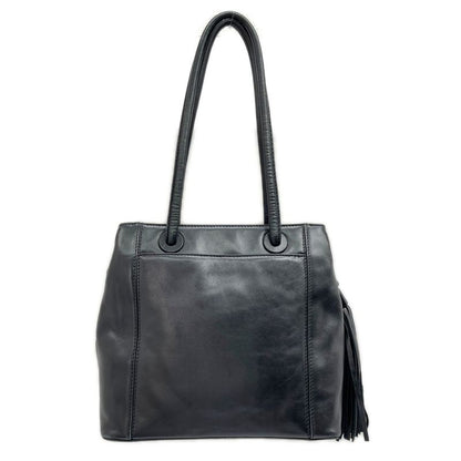 Chanel Shoulder Bag Logo Fringe Hotei Black