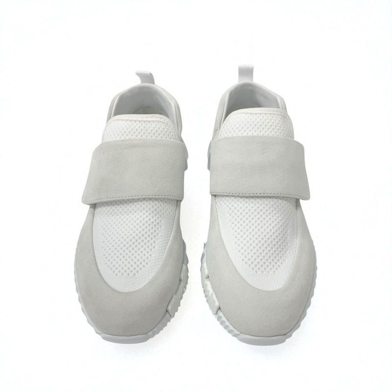 Hermes Sneakers Shoes Suede Fabric White Velcro
