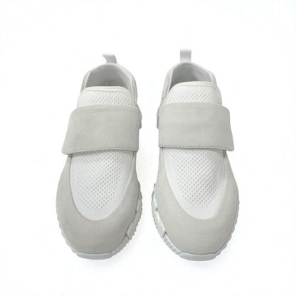 Hermes Sneakers Shoes Suede Fabric White Velcro