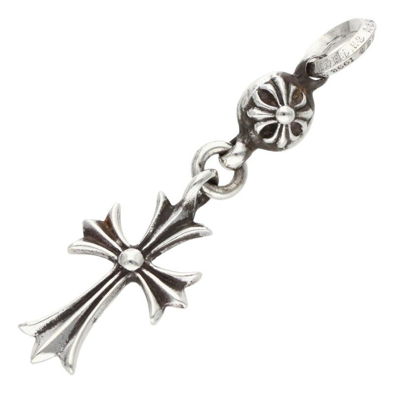 Chrome Hearts Tny CH Crs 1 Ball Tiny Cross Charm Silver Necklace Top