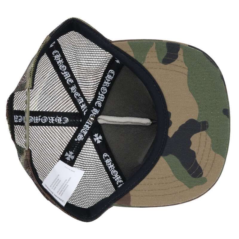 Chrome Hearts Trucker Cap Camouflage Mesh Hat with CH Patch Cross Ball