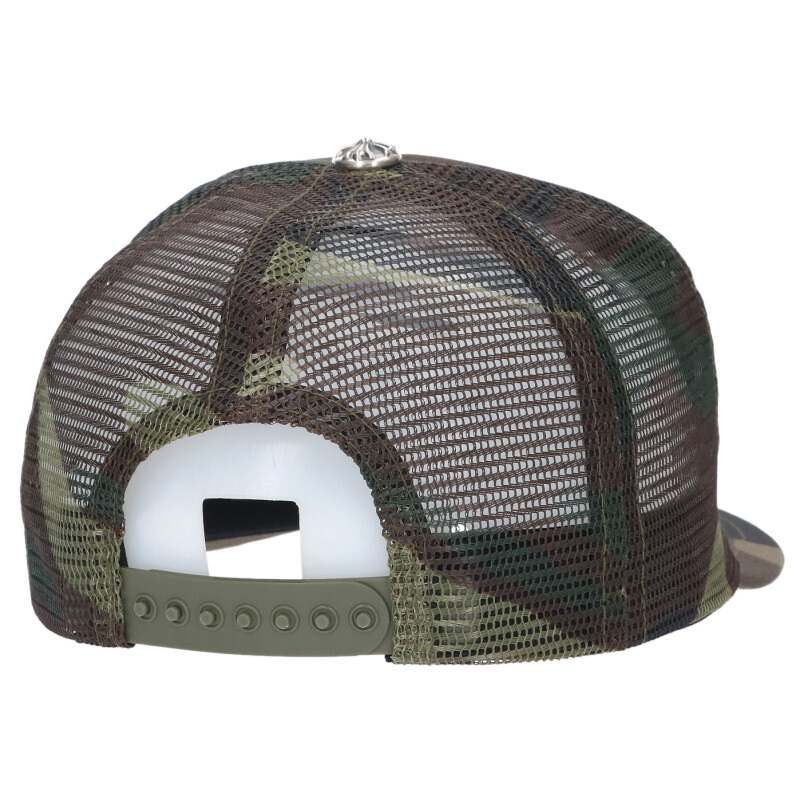 Chrome Hearts Trucker Cap Camouflage Mesh Hat with CH Patch Cross Ball
