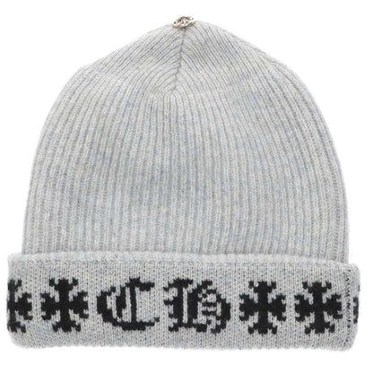 Chrome Hearts Big Daddy Cross Button CH Plus Embroidery Cashmere Knit Hat