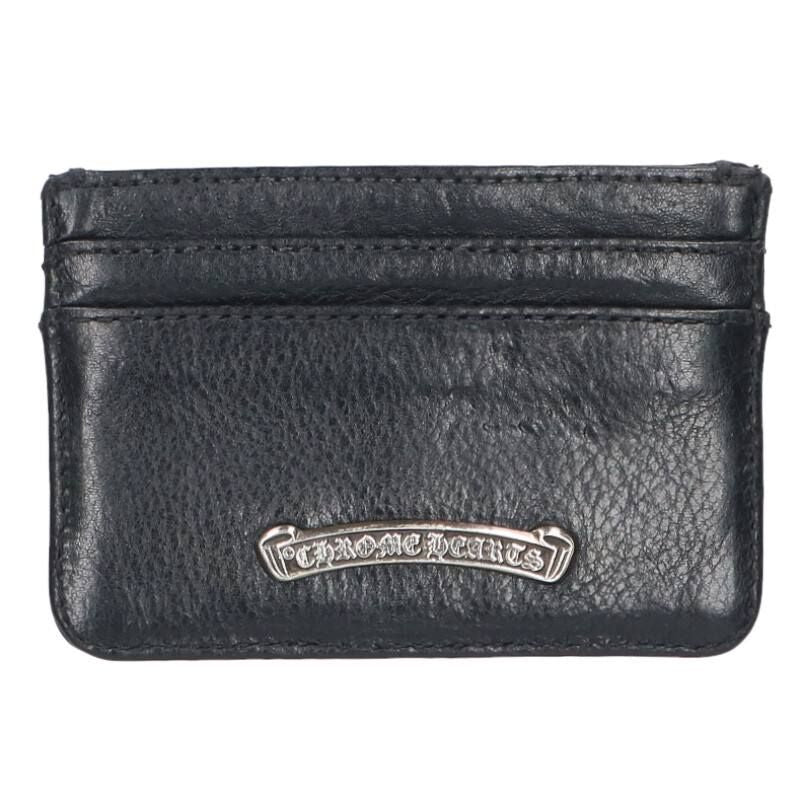 Chrome Hearts Double Side Dagger with Decorative Scroll Label Leather Card Case