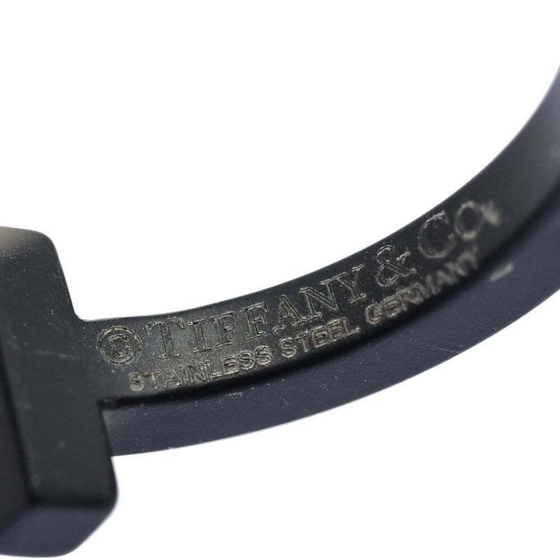 Tiffany & Co T Square Titanium Ring SS Stainless . 51. Black