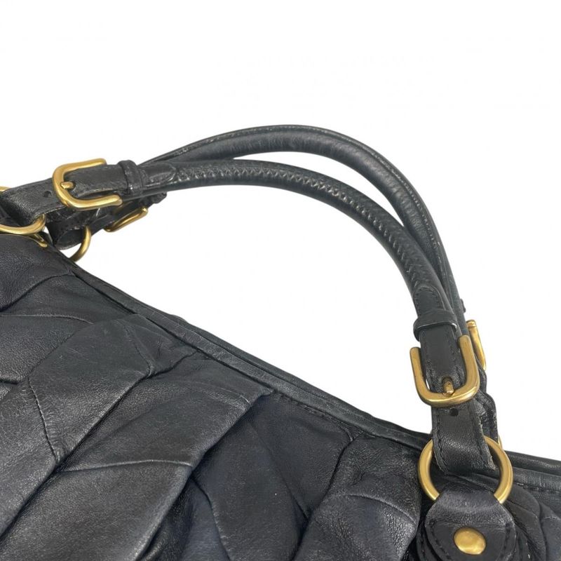 Miu Miu Quilted 2-Way Shoulder Bag Matelasse Miu Black