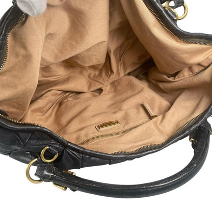 Miu Miu Quilted 2-Way Shoulder Bag Matelasse Miu Black