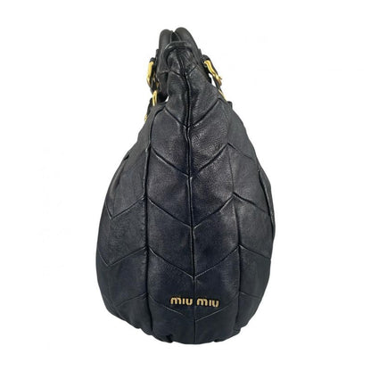 Miu Miu Quilted 2-Way Shoulder Bag Matelasse Miu Black