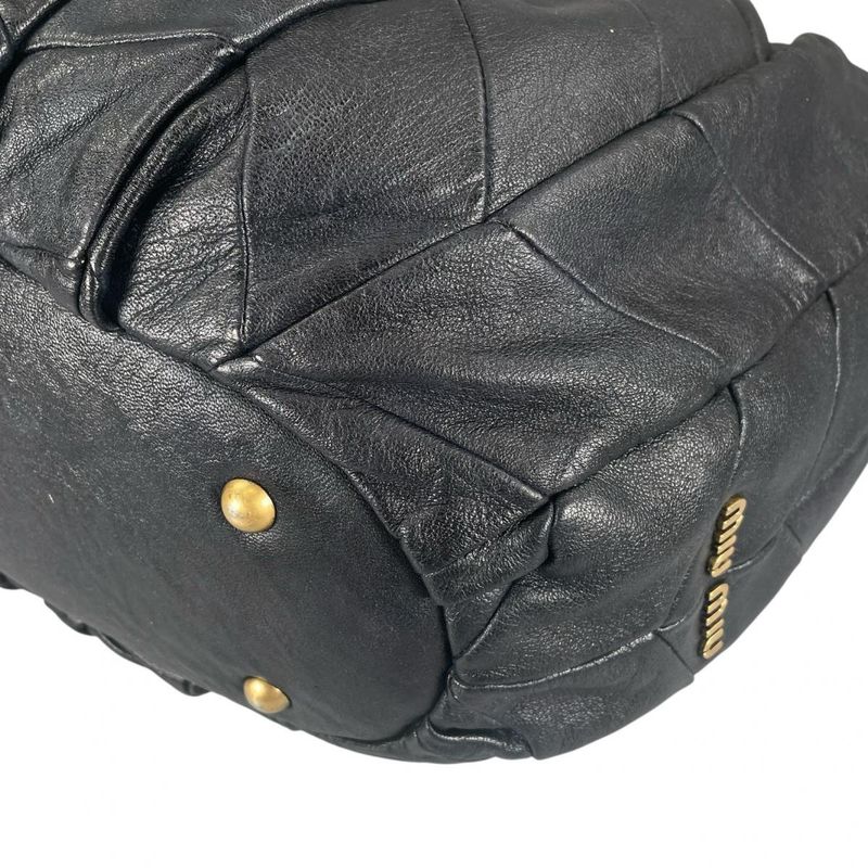 Miu Miu Quilted 2-Way Shoulder Bag Matelasse Miu Black