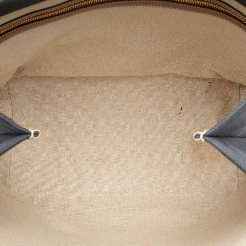 Celine Horizontal Cabas Navy Brown Canvas Leather Tote Bag