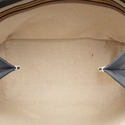 Celine Horizontal Cabas Navy Brown Canvas Leather Tote Bag