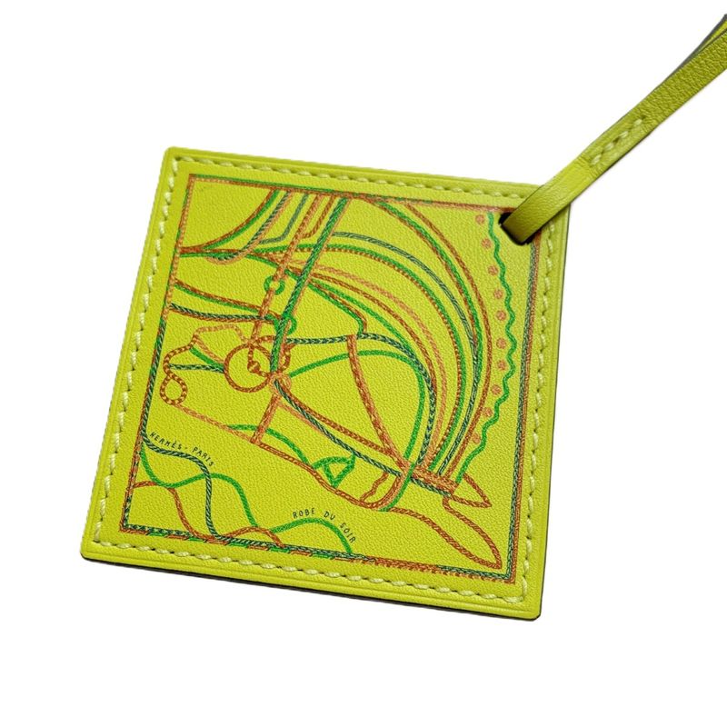 Hermes Key Holder Carre Nano Bag Charm Yellow