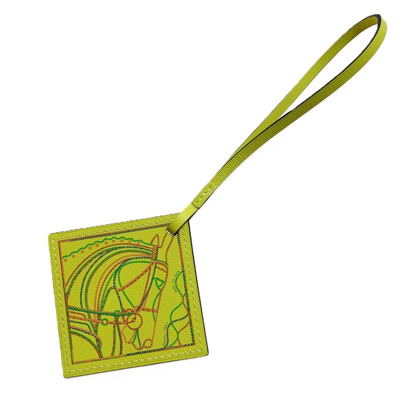 Hermes Key Holder Carre Nano Bag Charm Yellow