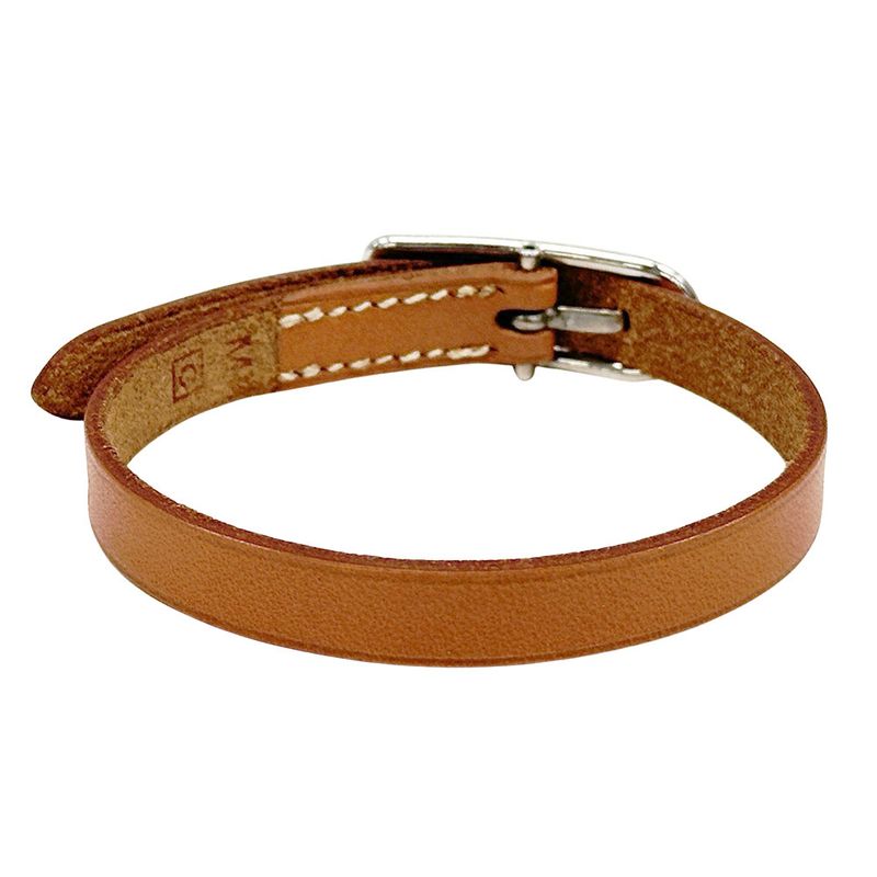 Hermes Bracelet Leather Brown Silver M Belt Style Simple