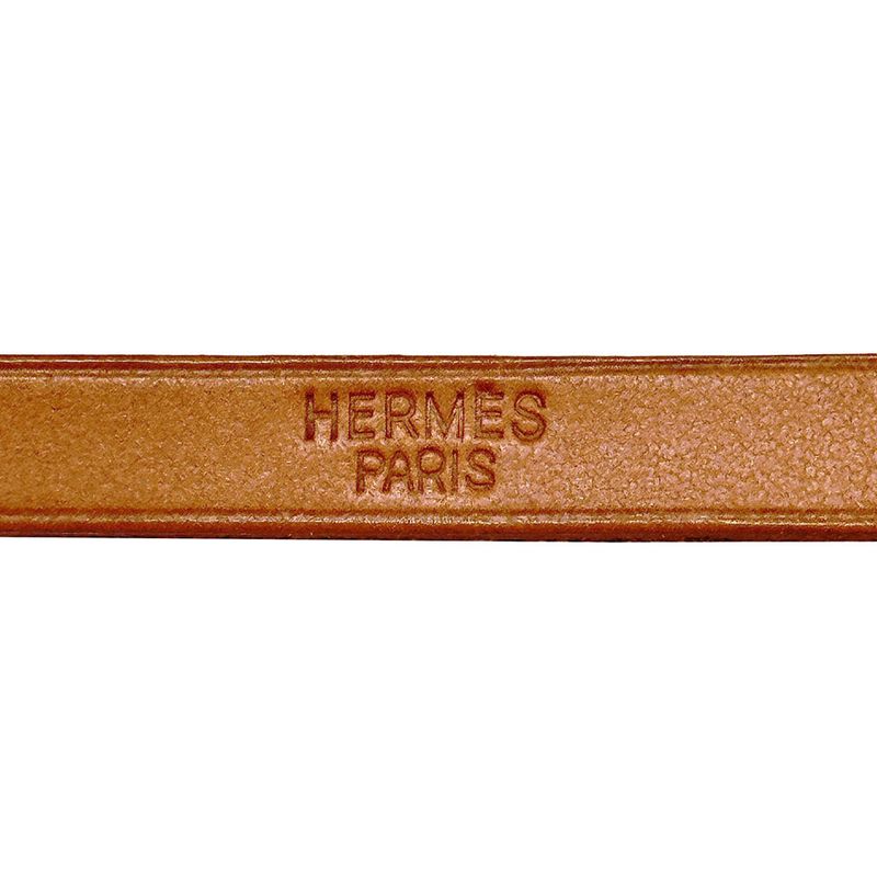 Hermes Bracelet Leather Brown Silver M Belt Style Simple