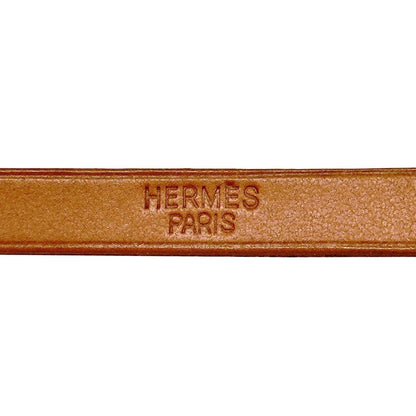 Hermes Bracelet Leather Brown Silver M Belt Style Simple