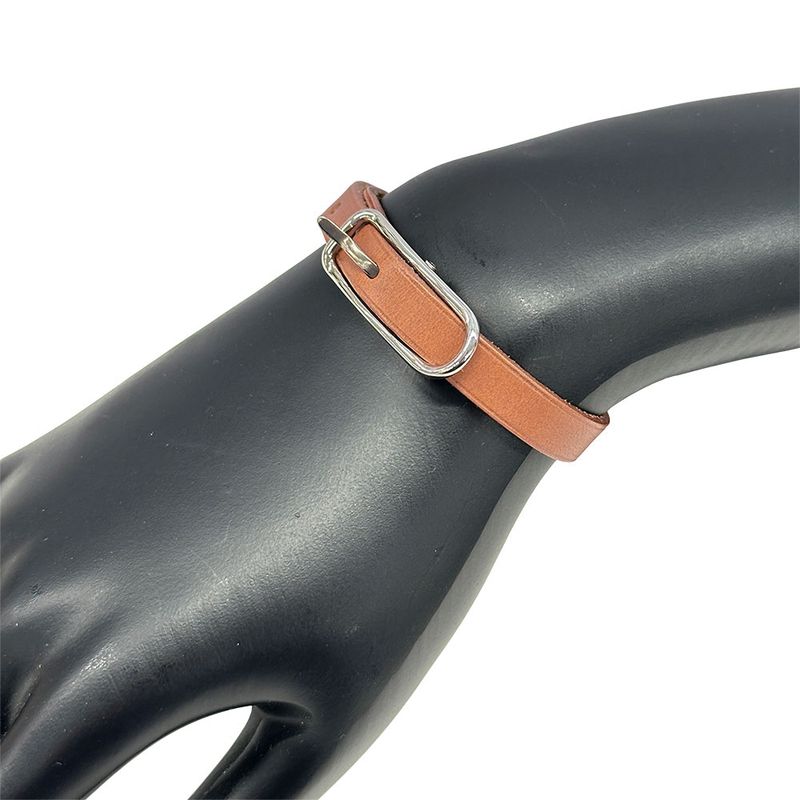 Hermes Bracelet Leather Brown Silver M Belt Style Simple