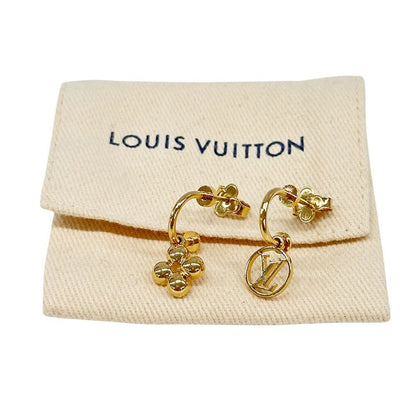 Louis Vuitton Earrings Blooming Gold Logo Feminine