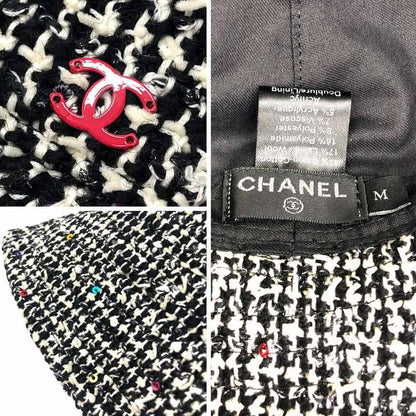 Chanel Tweed Hat Black M Cotton
