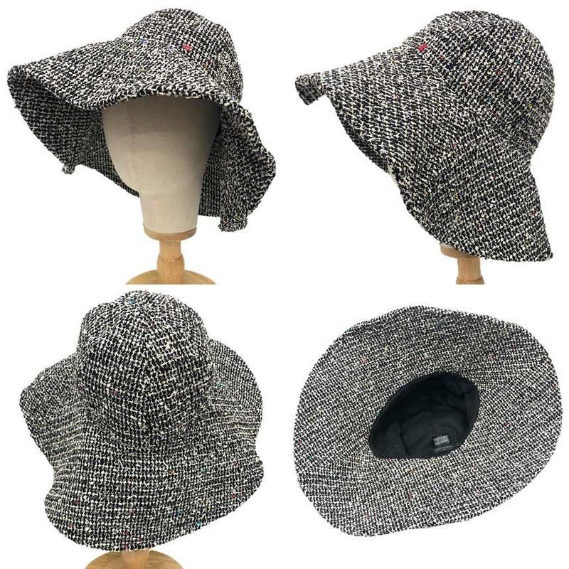 Chanel Tweed Hat Black M Cotton