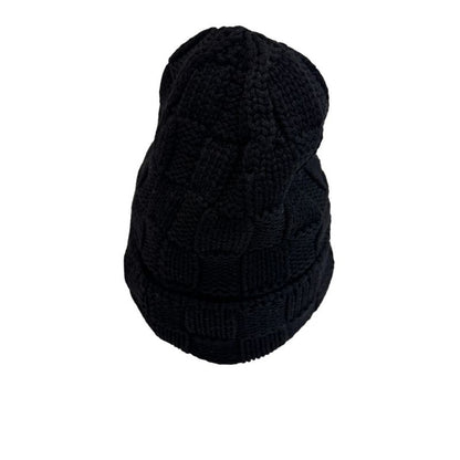 Louis Vuitton Knit Hat Beanie Damier Heritage Snug Pattern Wool Hats Black