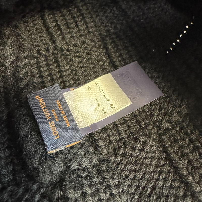 Louis Vuitton Knit Hat Beanie Damier Heritage Snug Pattern Wool Hats Black