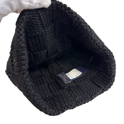 Louis Vuitton Knit Hat Beanie Damier Heritage Snug Pattern Wool Hats Black
