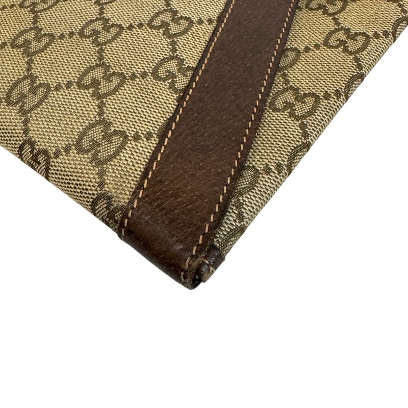 Gucci Vintage Letter Pouch Second GG Pattern Canvas Clutch Beige