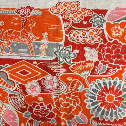 Hermes Shawl Scarf Carre Geant 140 Bingata Cashmere Orange