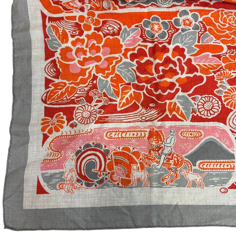 Hermes Shawl Scarf Carre Geant 140 Bingata Cashmere Orange